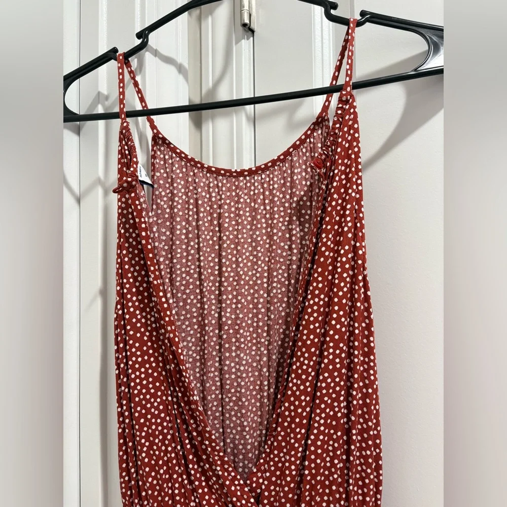 Old Navy Red Clay Dot Surplice-Back Romper with Pockets - Picture 8 of 9